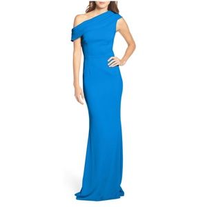 Katie May Layla Pleat One Shoulder Crepe Gown